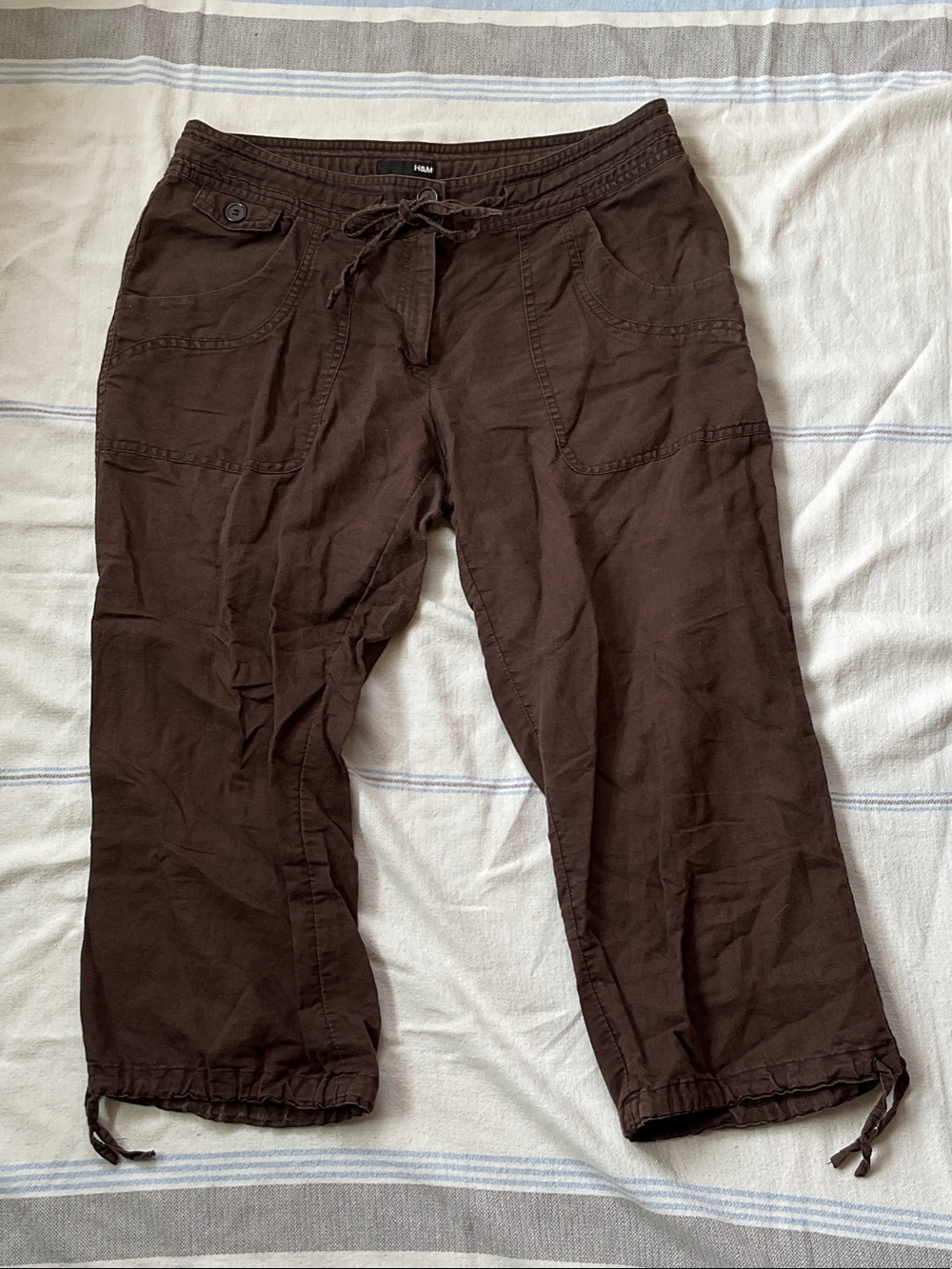H&M Brown Cropped Drawstring Women's Pants